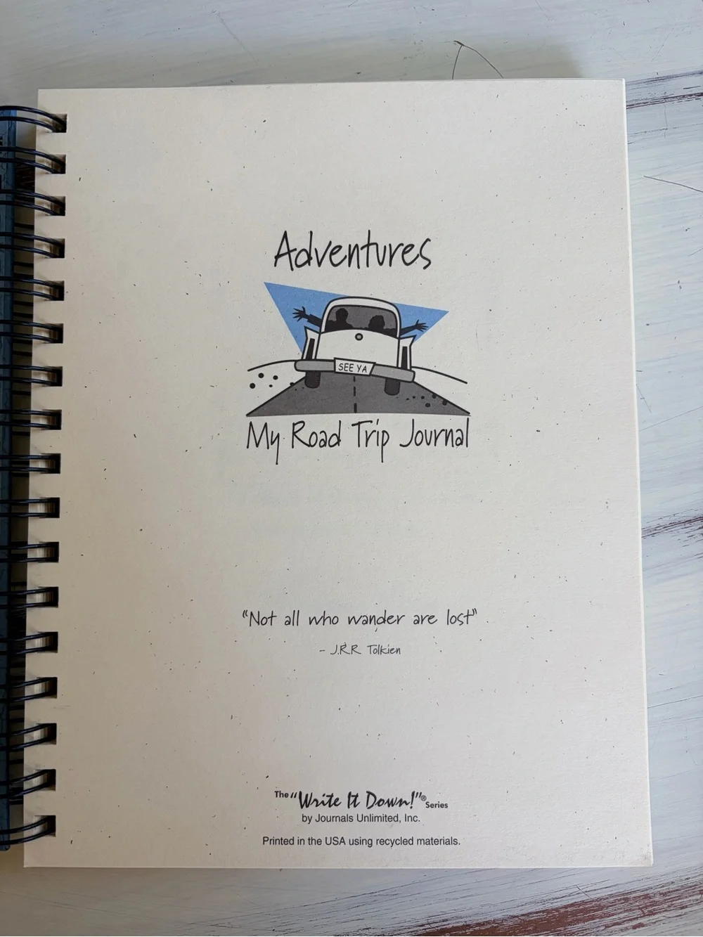 Blue Spiral-Bound Road Trip Journal with Decorative Frame